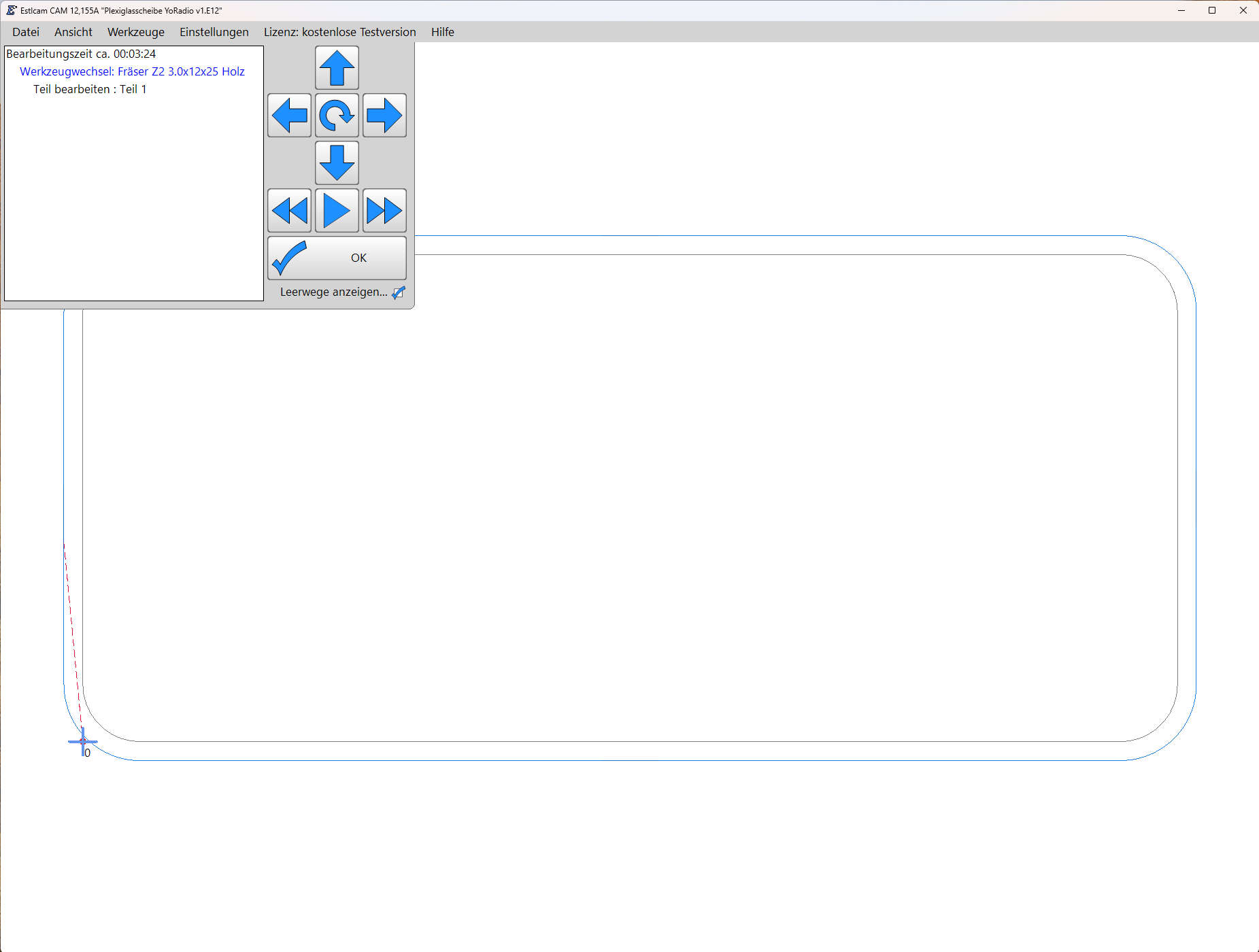 Frässimulation Draufsicht