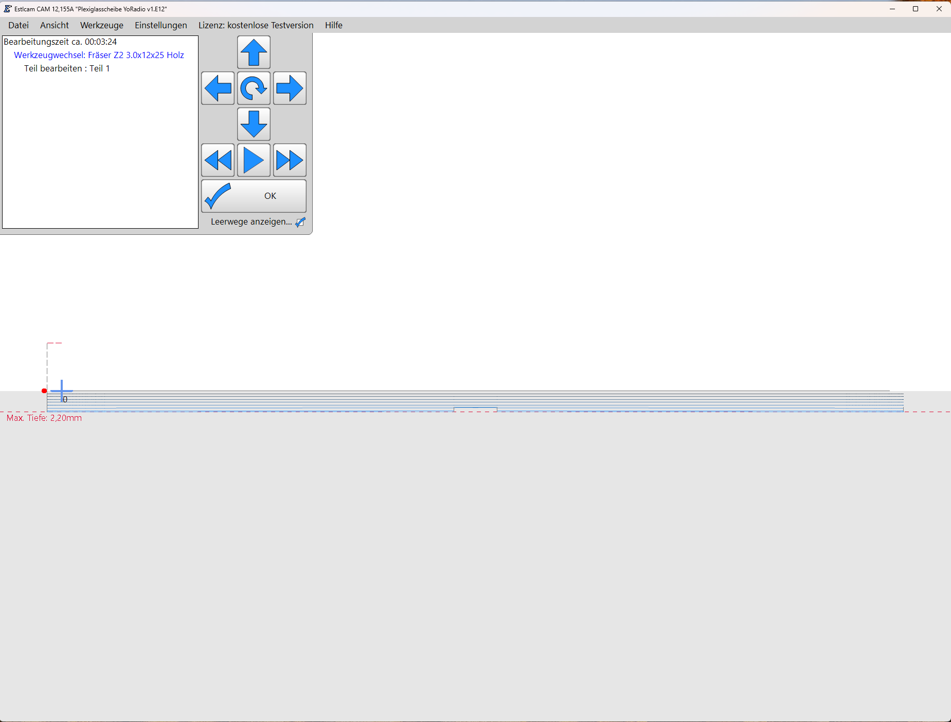 Frässimulation Seitenansicht